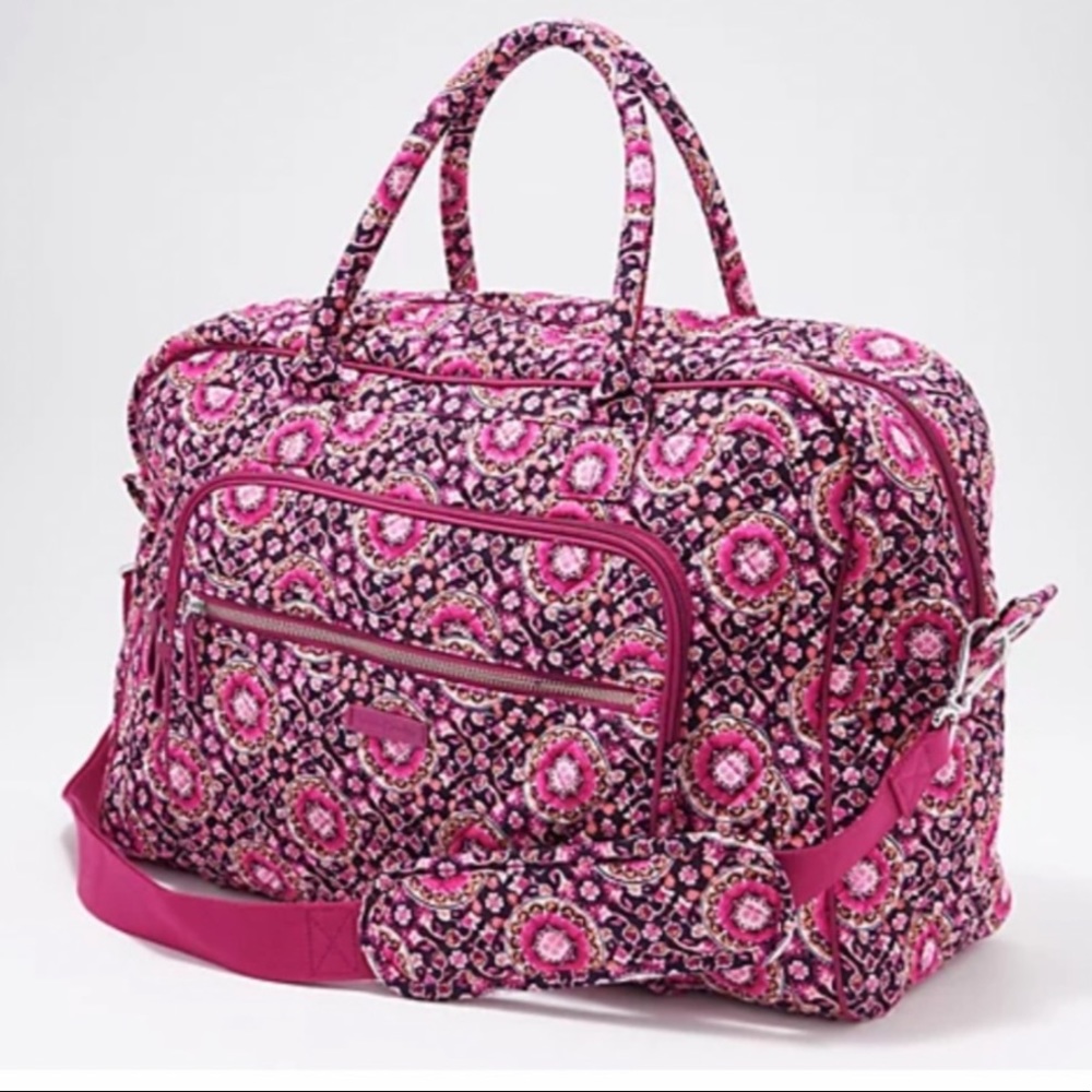 NWT Best Selling Vera Bradley Weekender Travel Bag - RASPBERRY MEDALLION